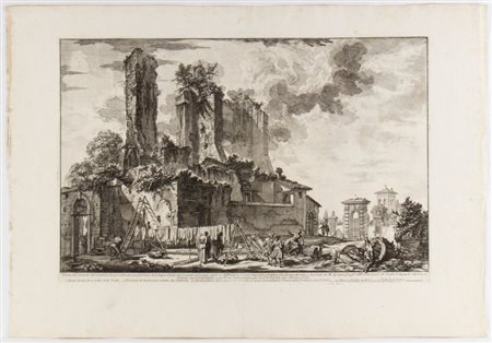 Giovanni Battista Piranesi (Mogliano Veneto, 1720 - Venezia, 1778) 
Veduta dell'avanzo del Castello, che prendendo una porzione dell'Acqua Giulia 1753
 