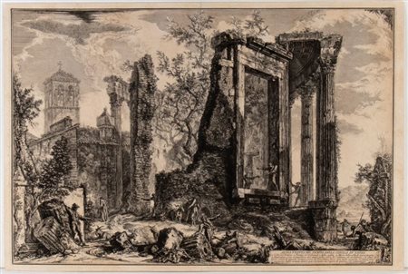 Giovanni Battista Piranesi (Mogliano Veneto, 1720 - Venezia, 1778) 
Altra Veduta del tempio della Sibilla in Tivoli 
 