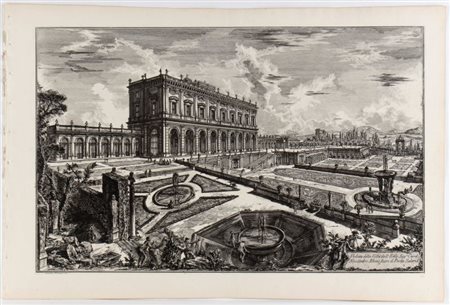 Giovanni Battista Piranesi (Mogliano Veneto, 1720 - Venezia, 1778) 
Veduta della Villa dell'Emo. Sig. Card. Alessandro Albani fuori di Porta Solaria 1769
 