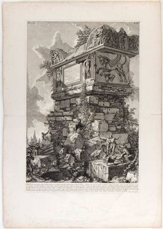 Giovanni Battista Piranesi (Mogliano Veneto, 1720 - Venezia, 1778) 
Veduta di un Sepolcro fuori di Porta del Popolo sull'antica Via Cassia 
 