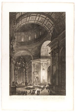 Francesco Piranesi (Roma, 1758 - Parigi, 1810) 
Prospetto interiore del Tempio Vaticano veduto nelle sere di Giovedi 1787
 