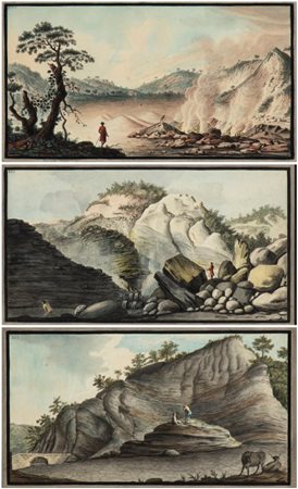 Pietro Fabris (Napoli, 1740 - 1792) 
View of eruption of Mount Vesuvius which began the 23.d of December 1760... | Interior View of teh Crater of Mount Vesuvius 
 