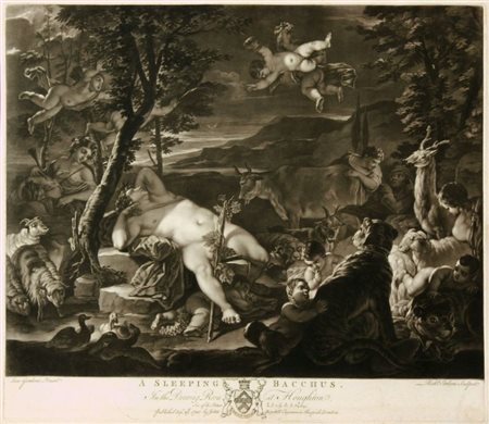 Richard Earlom (London, 1743 - 1822) 
A sleeping Bacchus, da Luca Giordano 
 