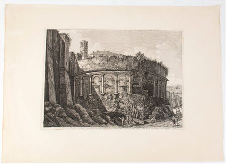 Luigi Rossini (Ravenna, 1790 - Roma, 1857) 
Veduta dell'Avanzo dell'Anfiteatro Castrense  1822
 