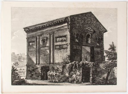 Luigi Rossini (Ravenna, 1790 - Roma, 1857) 
Veduta del Tempio delle Camene, da altri del Dio Ridicolo 1823
 