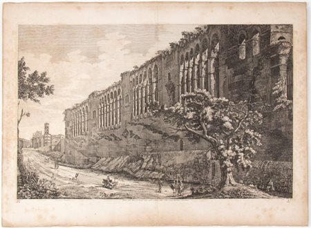 Luigi Rossini (Ravenna, 1790 - Roma, 1857) 
Veduta delle Mura di Roma, dalla parte interna della città, vicino alla Porta Celimontana 1823
 