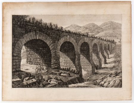 Luigi Rossini (Ravenna, 1790 - Roma, 1857) 
Veduta del Ponte di Nona fuori di Porta Maggiore, 9. miglia da Roma 
 