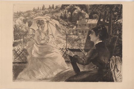 Félix Bracquemond (1833 - 1914) 
La Terrasse de la Villa Brancas 
 