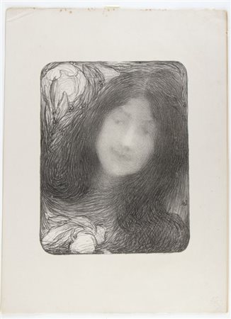 Edmond Aman-Jean (Chevry-Cossigny, 1858 - Parigi, 1936) 
Sous les fleurs 
 
