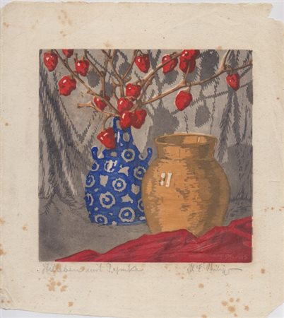 Martin Erich Philipp (Zwickau, 1887 - 1978) 
Vaso con peperoncini  
 