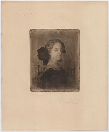 DOMENICO MORELLI (Napoli, 1823 - 1901) 
Ritratto di una giovane donna 
 
