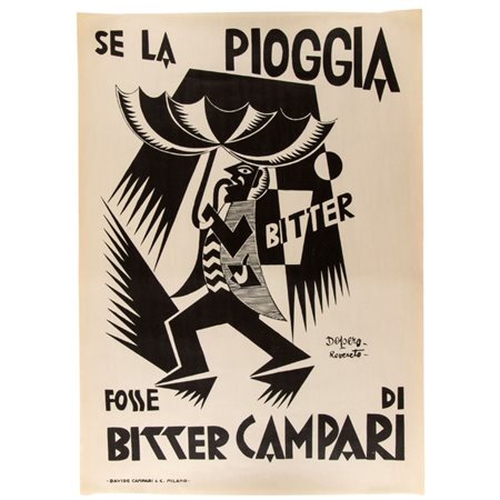 FORTUNATO DEPERO (Fondo, 1892 - Rovereto, 1960) 
SE LA PIOGGIA FOSSE DI BITTER CAMPARI 1926
 