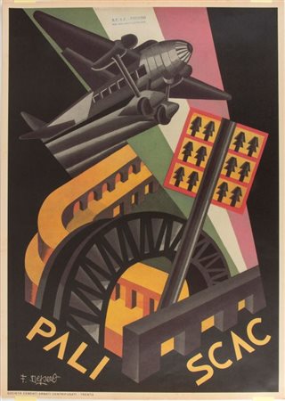 FORTUNATO DEPERO (Fondo, 1892 - Rovereto, 1960) 
Pali SCAC. Società cementi armati centrifugati - Trento 
 