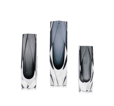 TRE VASI IN VETRO SOMMERSO, MURANO, F,NASON, XX SE
