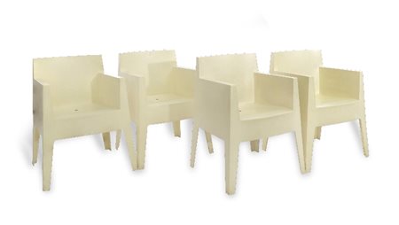 QUATTRO POLTRONE IN POLIPROPILENE, MODELLO TOY", "