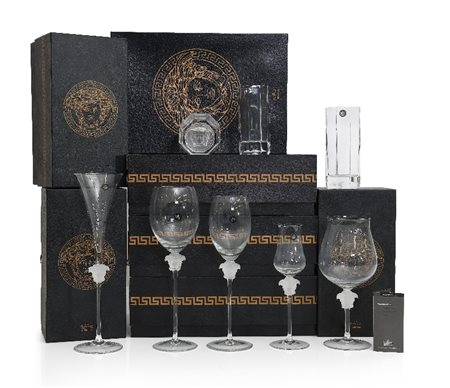 SERVIZIO DI BICCHIERI E CALICI IN CRISTALLO, VERSACE PER ROSENTHAL, ANNI 2000...