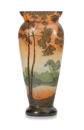 VASO IN VETRO DOPPIO DIPINTO A SMALTI POLICROMI, L