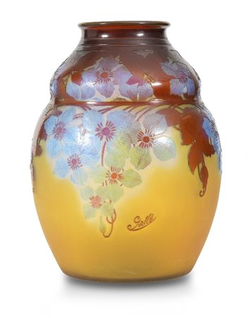 GRANDE VASO IN VETRO DOPPIO, GALLE', 1900 CA