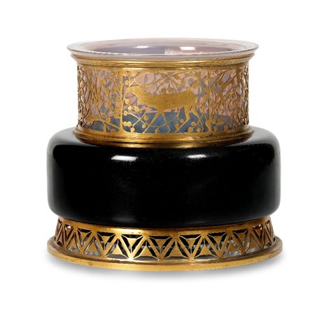 VASO IN VETRO E METALLO, ERHARD & SOHNE, 1900 CA