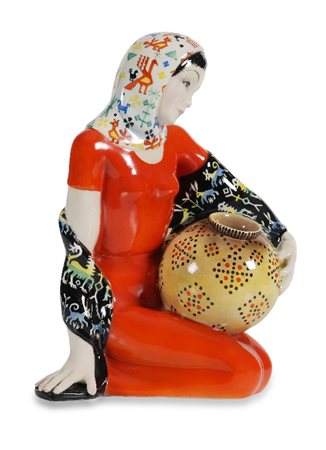 FANCIULLA CON VASO IN CERAMICA, LENCI, ANNI '40, d