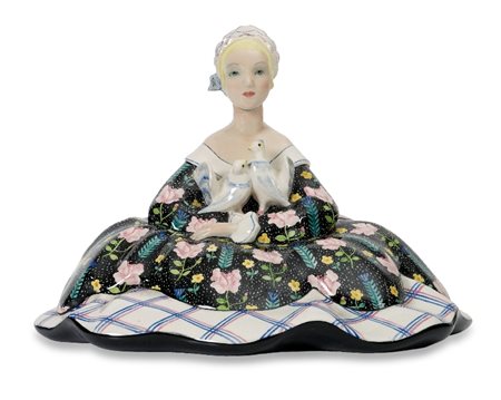 FIGURA BACIO DI COLOMBE" IN CERAMICA, LENCI, 1930"