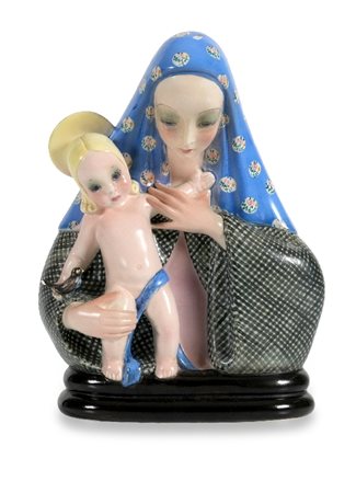 FIGURA MADONNA DEI BAMBINI" IN CERAMICA, LENCI, 1"