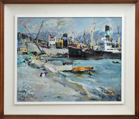 MICHELE BARETTA - Barche ormeggiate al porto di Vado Ligure, (anni '