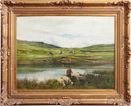 GIUSEPPE GHEDUZZI - Scorcio montano con pascolo 