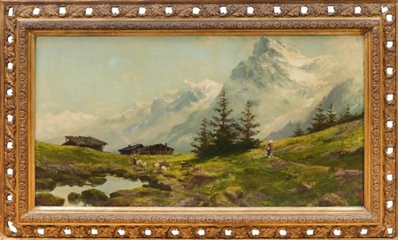 GIACINTO BO - Pascolo con contadini sotto il Monviso