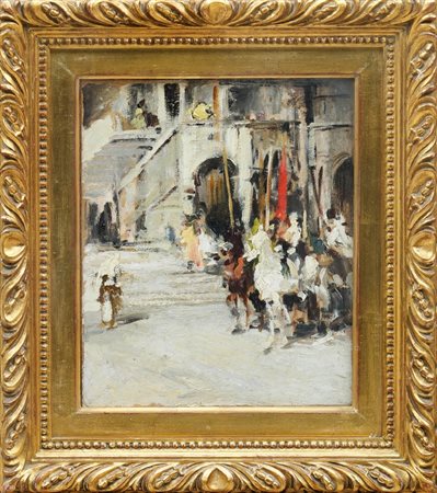 LORENZO DELLEANI - Cavalli e cavalieri (bozzetto)