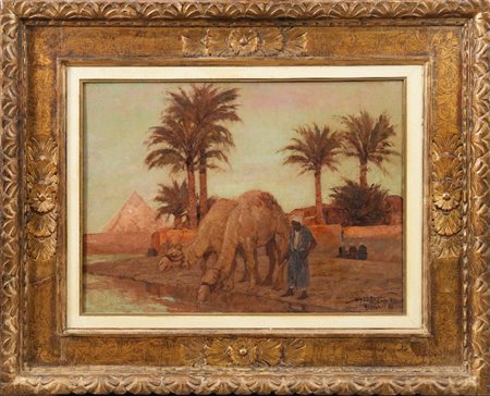 MARIO MORETTI FOGGIA - Gizech (Cairo), abbeverata dei cammelli, 1910