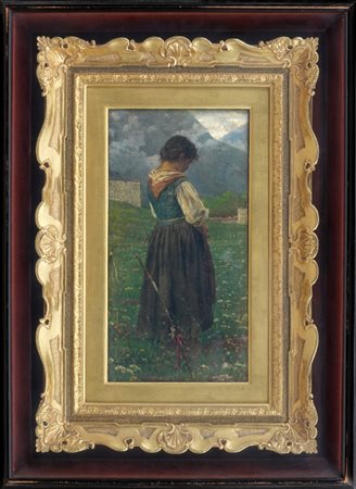 LUIGI NONO - Giovane fanciulla in un prato, 1876