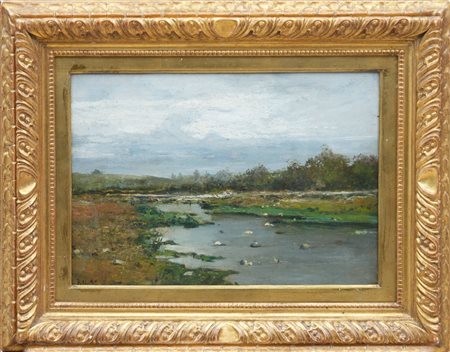 LORENZO DELLEANI - Rive del torrente, 1892