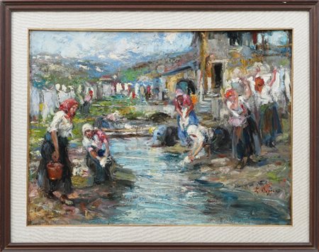 LEONARDO BAZZARO - Lavandaie al fiume