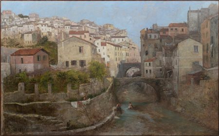 LORENZO GIGNOUS - Scorcio di paese, 1897