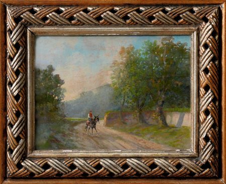 CORRADI CARLO FELICE - Paesaggio con figura a cavallo 