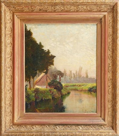 ALBERIC VICTOR DUYVER - Veduta con fiume