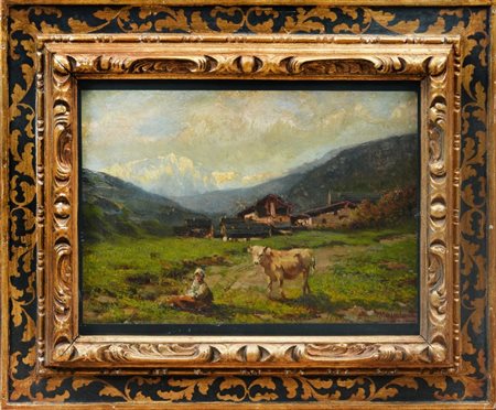 UGO MAZZOLARI - Paesaggio montano con pascolo