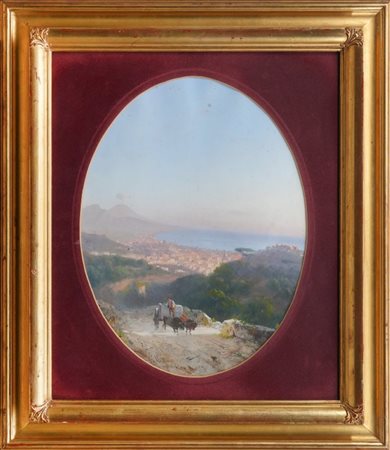 CESARE UVA - Ritorno dai campi (con paesaggio del Golfo di Napo