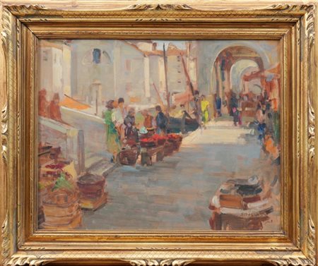 ATTILIO ACHILLE BOZZATO - Mercato a Chioggia, 1942