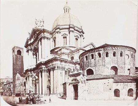 ROSSETTI GIACOMO (1807 - 1882) Attrib. Brescia, Duomo Nuovo e la Rotonda....