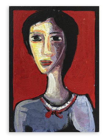 SANTI SINDONI (1954) - Psicomateria su fondo rosso, 2005