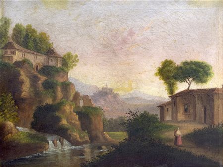 Paesaggio con fiume e caseggiati 