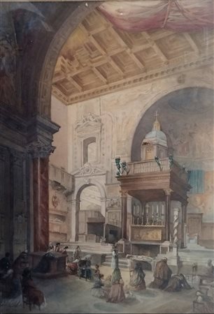 Presbiterio con ciborio di chiesa 