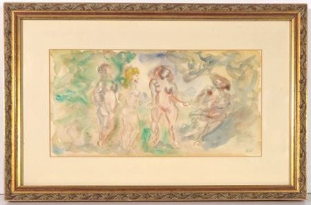 Aligi Sassu "Quattro nudi" 1988