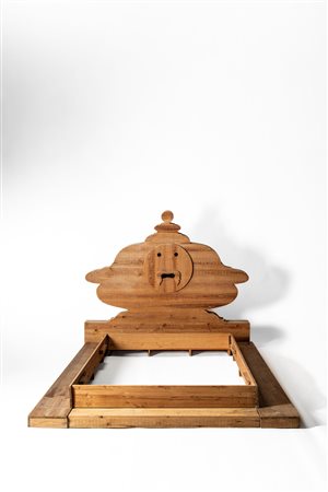 Mario Ceroli (Castel Frentano 1938)  - Letto modello 'Bocca della Verità' della serie 'Mobili nella Valle', 1972