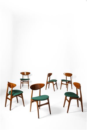 Hans J. Wegner (stile di) - Set di sei sedie , 1970 circa