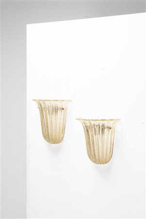 Barovier & Toso - Coppia di lampade a parete in vetro costolato, 1960 circa