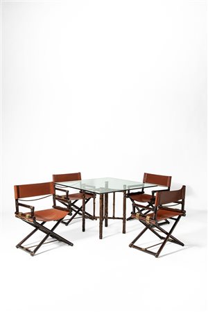 Lyda Levi - Set composto da un tavolo da pranzo e quattro poltroncine da regista, 1970 circa