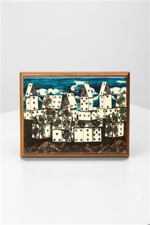 Piero Fornasetti (Milano 10/11/1913 - Milano 09/10/1988)  - Scatola 'Città di carte', 1960 circa